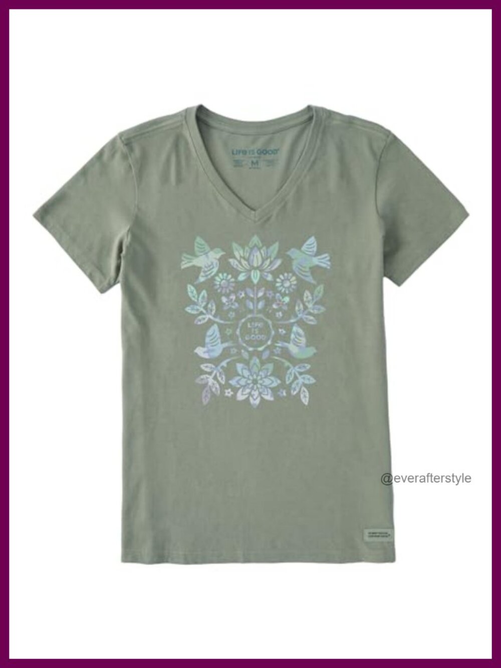 Women's Crusher Short Sleeve Tee Shirt Cotton Graphic T-Shirt Folk Art